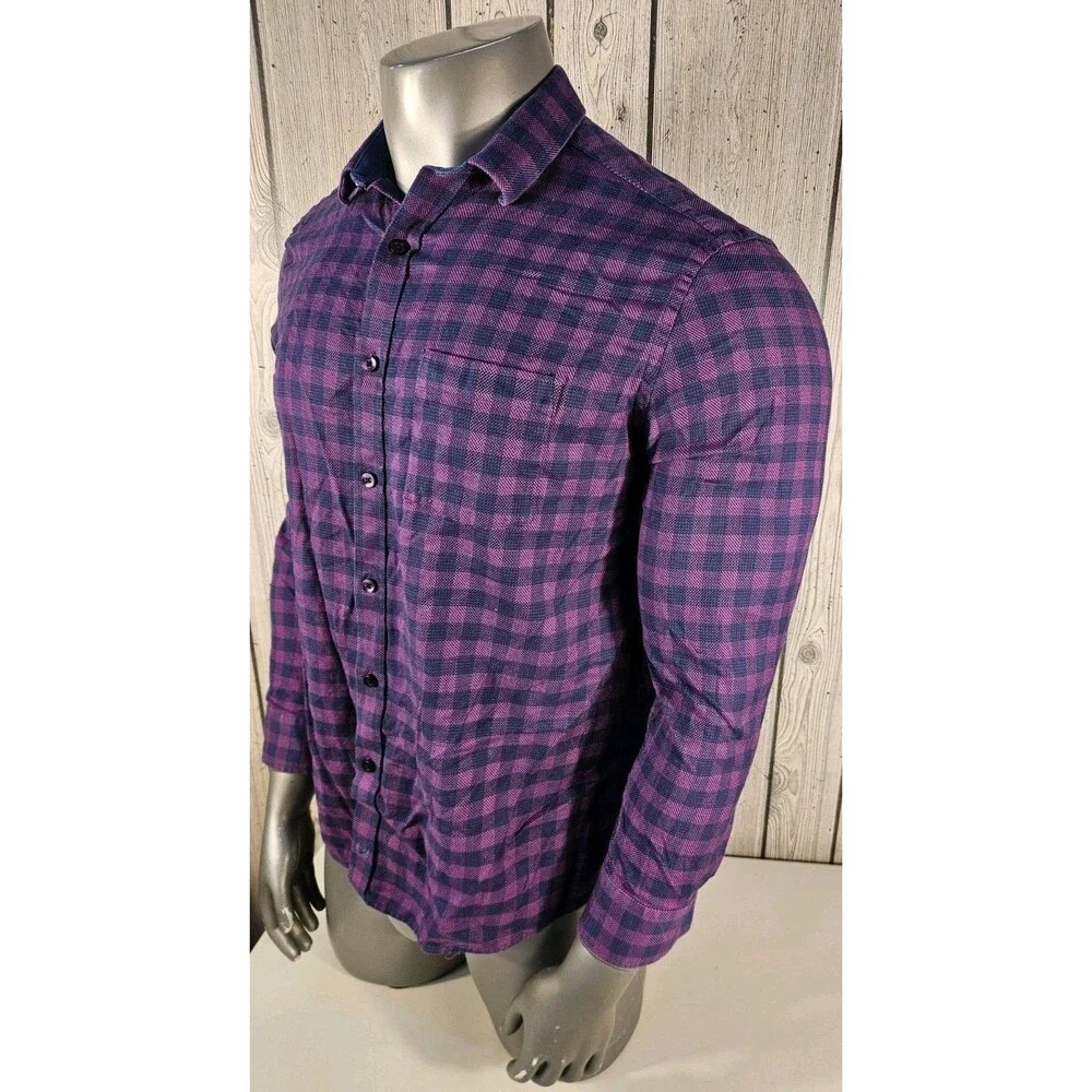 Johnston & Murphy Shirt Mens XL Purple Blue Performance Flip Cuff